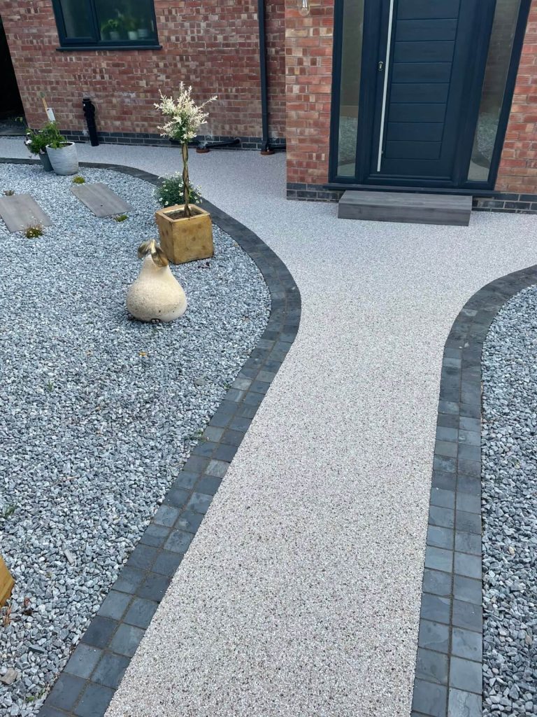 Porcelain patio and landscaped lawn installation completed in Cheshire