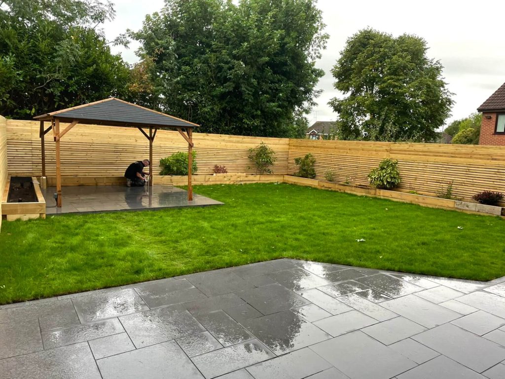 Modern gadren transformation completed in Cheshire residential garden
